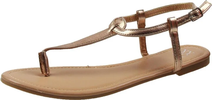 Womens Metallic Man Made T-Strap Sandals