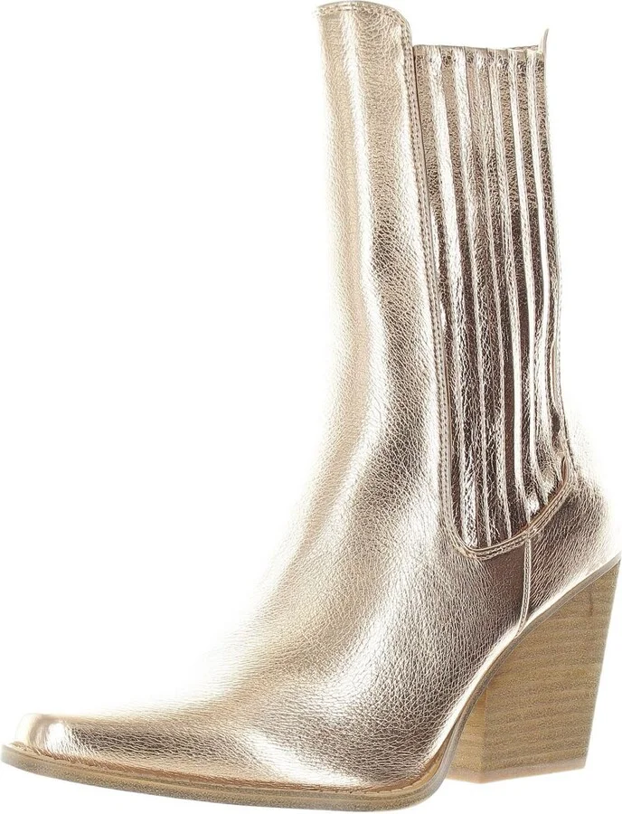 Womens Metallic Mid-Calf Boots