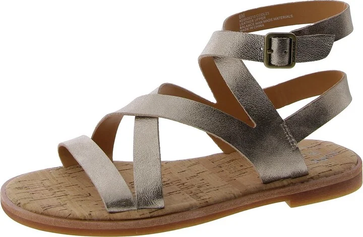 Womens Metallic Round toe Gladiator Sandals