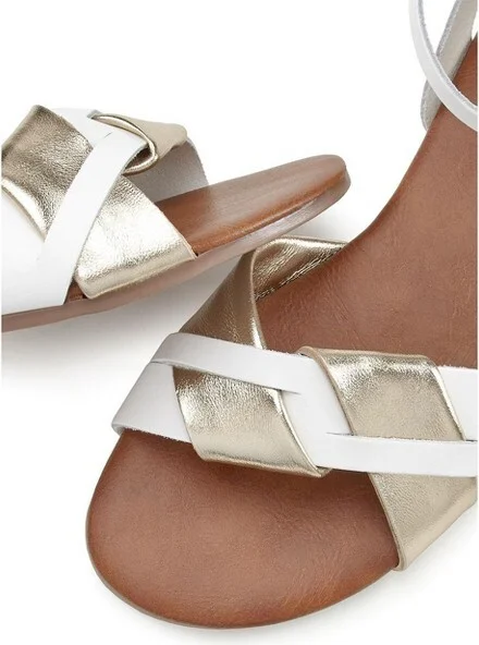 Women's Metallic Strap Sandals - LASCANA - White Solid - Image 2