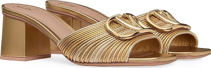 Women's Metallic VLogo Signature Slide Sandals 60MM - Gold - Size 7.5 - Image 2
