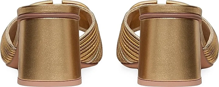 Women's Metallic VLogo Signature Slide Sandals 60MM - Gold - Size 7.5 - Image 3