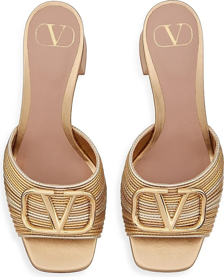 Women's Metallic VLogo Signature Slide Sandals 60MM - Gold - Size 7.5 - Image 4