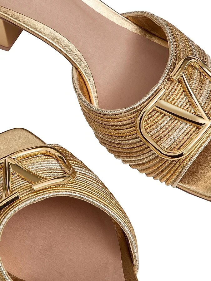 Women's Metallic VLogo Signature Slide Sandals 60MM - Gold - Size 7.5 - Image 5