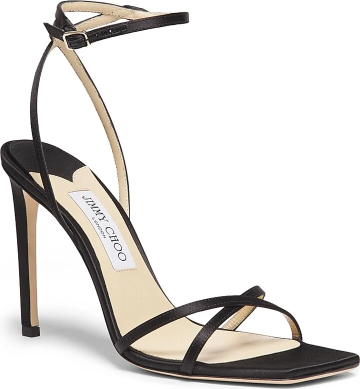 Women's Metz 100MM Satin Stiletto Sandals - Black - Size 6 - Image 2