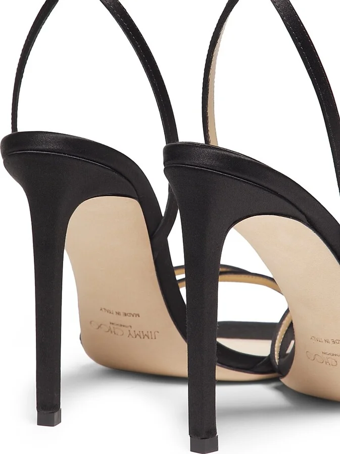 Women's Metz 100MM Satin Stiletto Sandals - Black - Size 6 - Image 3