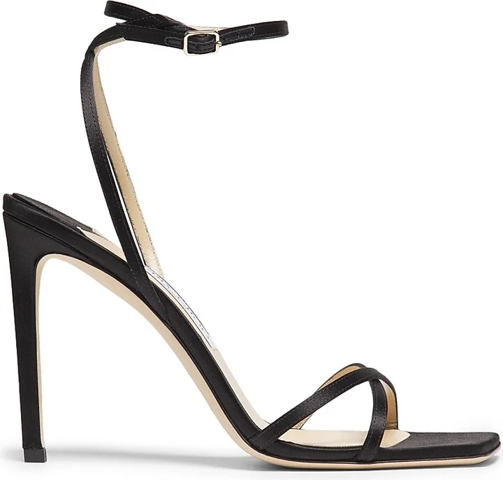Women's Metz 100MM Satin Stiletto Sandals - Black - Size 6