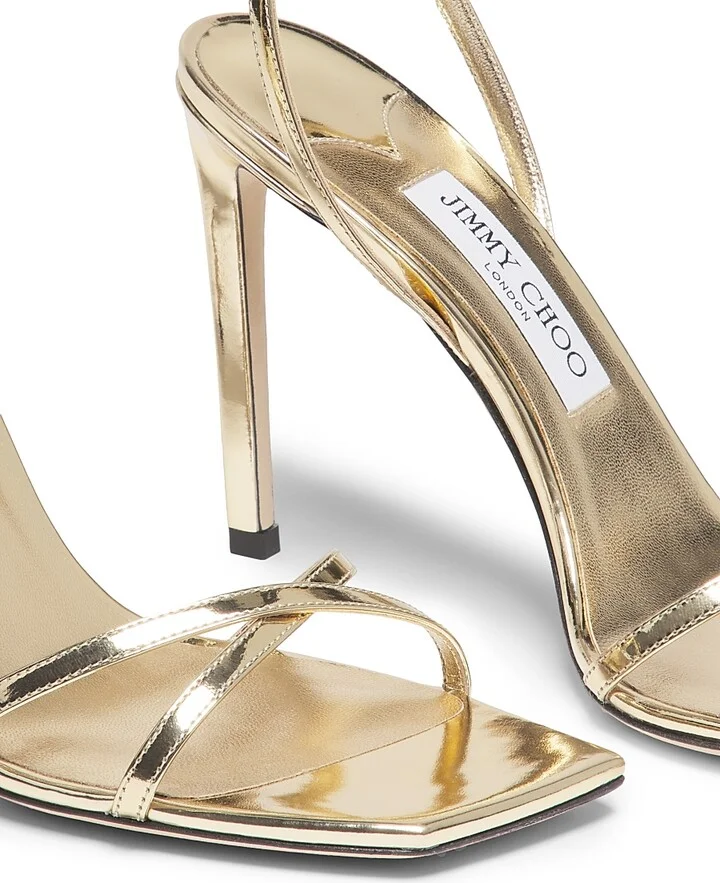 Women's Metz 110MM Metallic Leather Stiletto Sandals - Gold - Size 5 - Image 2