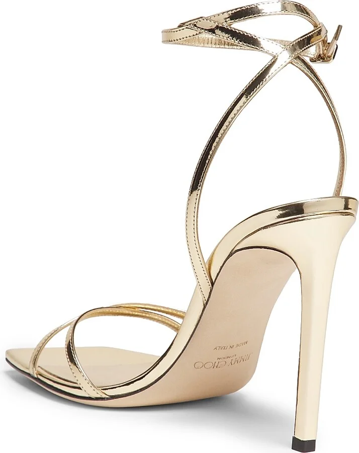 Women's Metz 110MM Metallic Leather Stiletto Sandals - Gold - Size 5 - Image 3