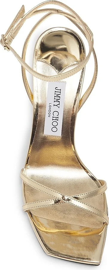 Women's Metz 110MM Metallic Leather Stiletto Sandals - Gold - Size 5 - Image 4
