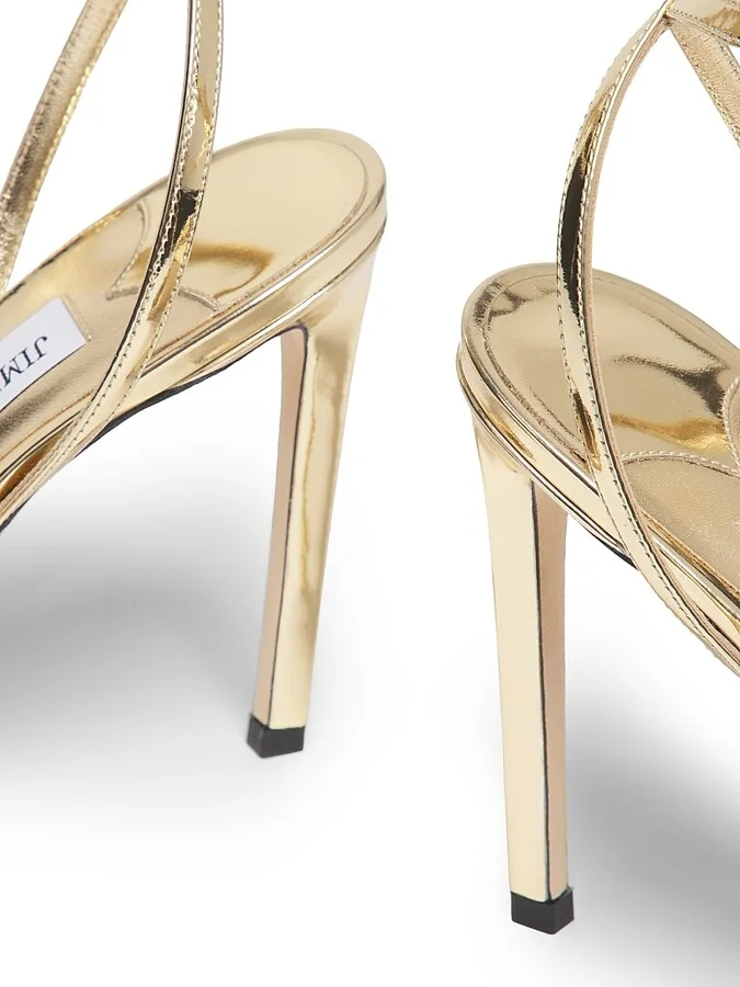 Women's Metz 110MM Metallic Leather Stiletto Sandals - Gold - Size 5 - Image 5