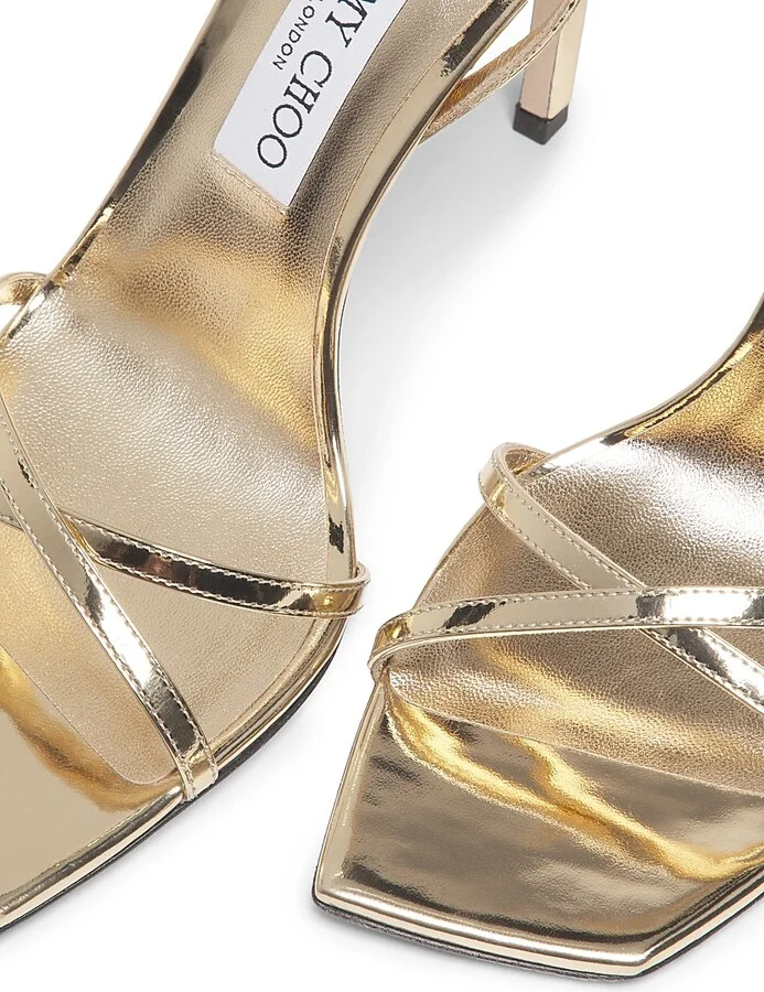 Women's Metz 110MM Metallic Leather Stiletto Sandals - Gold - Size 5 - Image 6