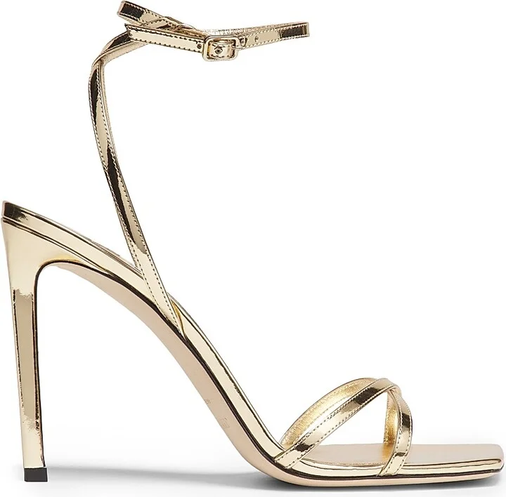 Women's Metz 110MM Metallic Leather Stiletto Sandals - Gold - Size 5