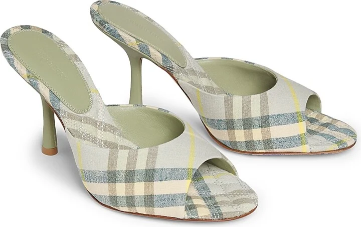 Women's Mews 90MM Check Linen-Blend Mules - Breeze Ip Check - Size 6 - Image 2