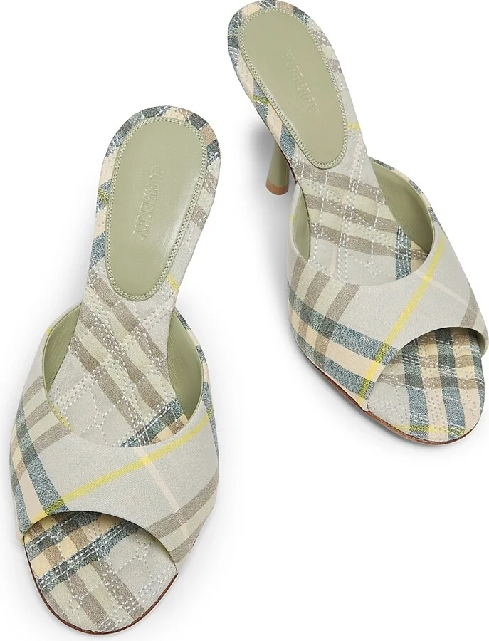 Women's Mews 90MM Check Linen-Blend Mules - Breeze Ip Check - Size 6 - Image 4