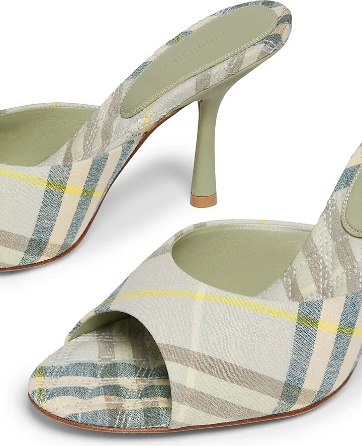 Women's Mews 90MM Check Linen-Blend Mules - Breeze Ip Check - Size 6 - Image 5
