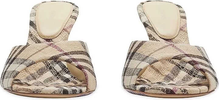 Women's Mews 90MM Check Linen-Blend Mules - Breeze Ip Check - Size 6 - Image 7