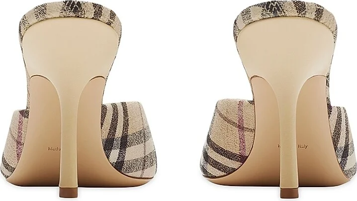 Women's Mews 90MM Check Linen-Blend Mules - Breeze Ip Check - Size 6 - Image 8
