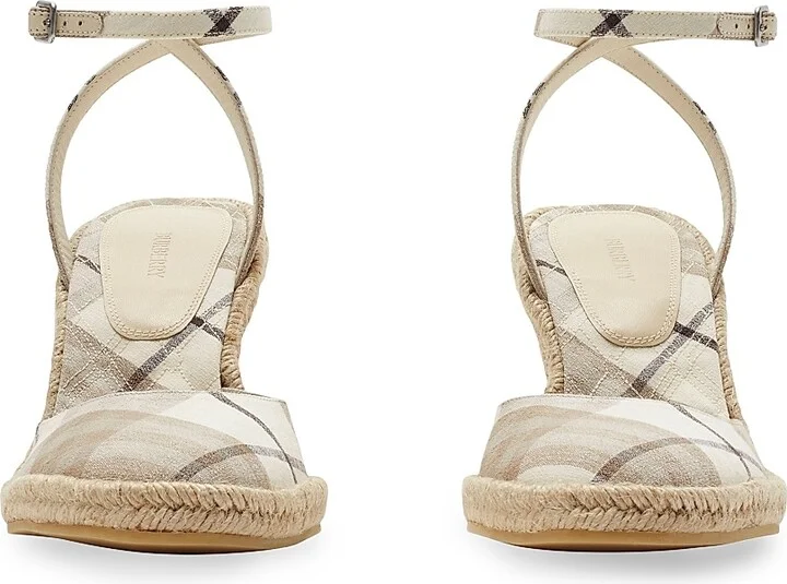 Women's Mews Check Espadrille Wedge Sandals - Cotton Ip Check - Size 5 - Image 2