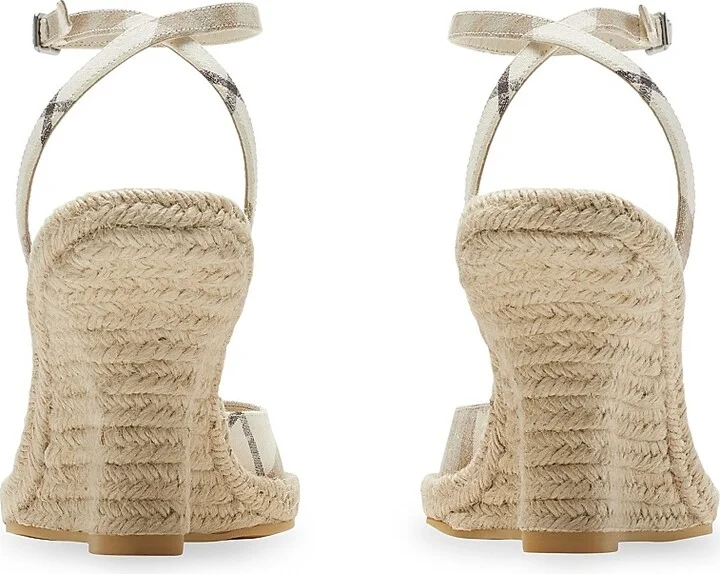 Women's Mews Check Espadrille Wedge Sandals - Cotton Ip Check - Size 5 - Image 3