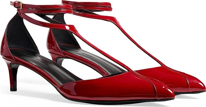 Women's Mia 45MM Leather T-Strap Pumps - Fire Red - Size 6 - Image 2