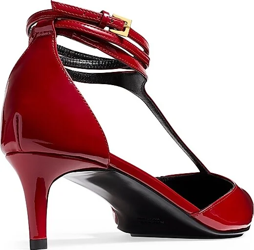 Women's Mia 45MM Leather T-Strap Pumps - Fire Red - Size 6 - Image 3