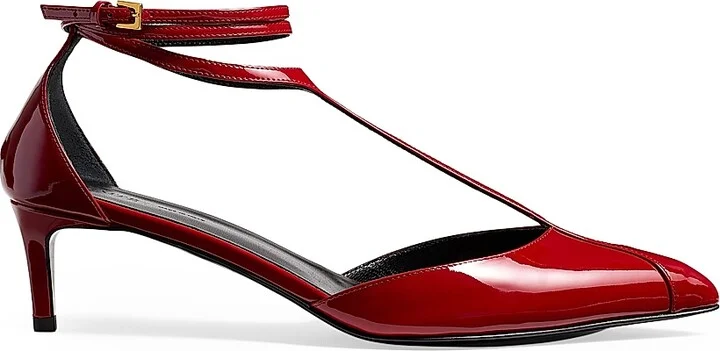 Women's Mia 45MM Leather T-Strap Pumps - Fire Red - Size 6