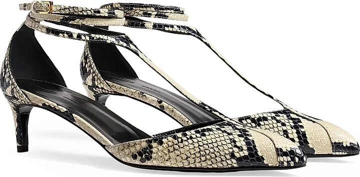 Women's Mia 45MM Python-Embossed Leather T-Strap Pumps - Natural - Size 6.5 - Image 2