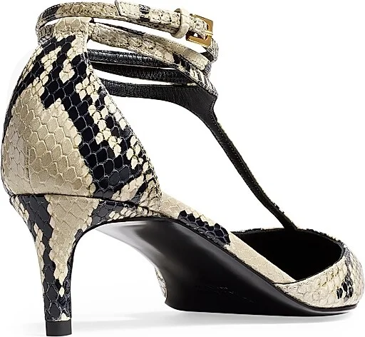 Women's Mia 45MM Python-Embossed Leather T-Strap Pumps - Natural - Size 6.5 - Image 3