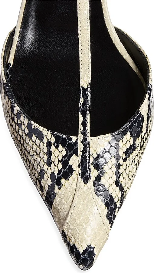 Women's Mia 45MM Python-Embossed Leather T-Strap Pumps - Natural - Size 6.5 - Image 4