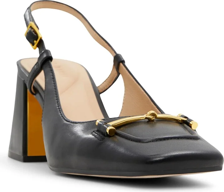 Women's Mia Icon Leather Slingback Pumps, Black