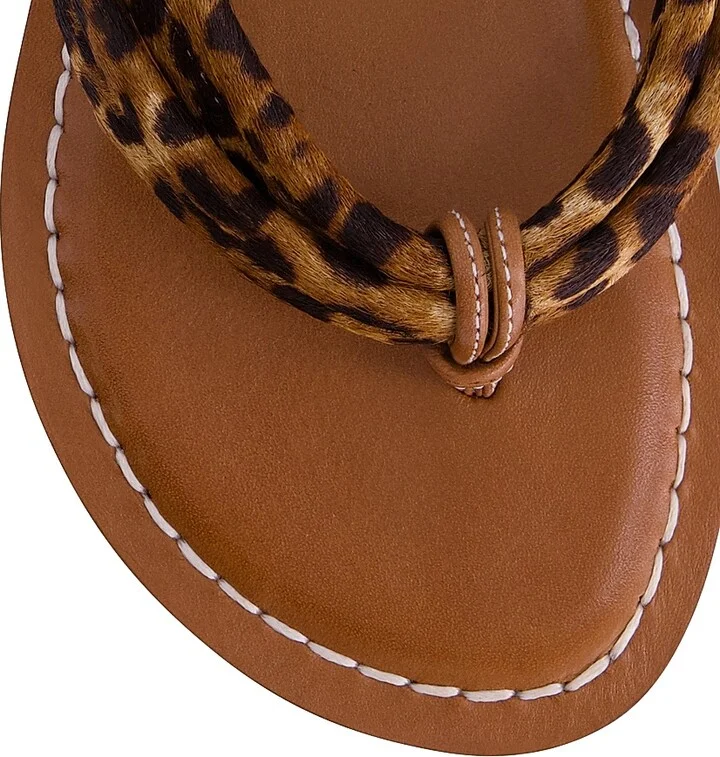 Women's Miami Haircalf Thong Sandals - Natural Leopard - Size 6 - Image 6