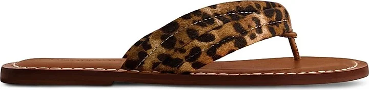 Women's Miami Haircalf Thong Sandals - Natural Leopard - Size 6