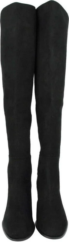 Women's Mid Black Suede With Elastic Back Knee Boot - Image 3