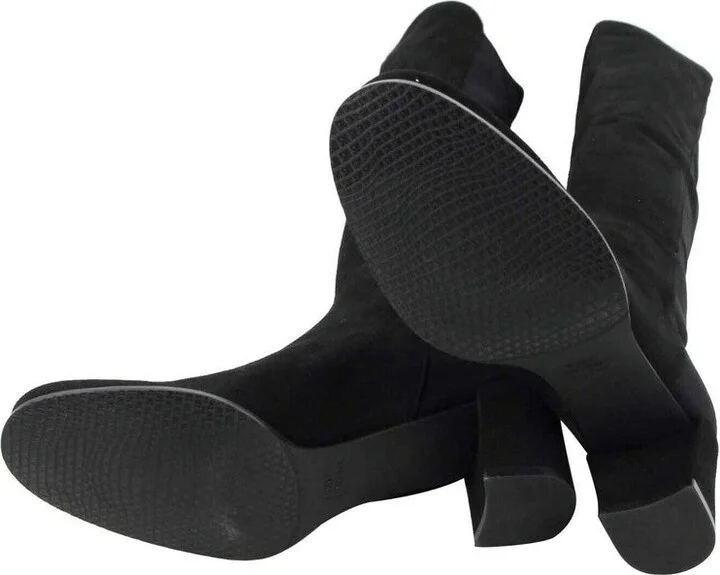 Women's Mid Black Suede With Elastic Back Knee Boot - Image 7