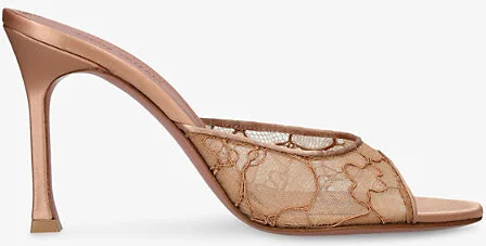 Womens Mid Brown Alexa 95 Lace Heeled Mules Eur 38.5 / 5.5 Uk Women