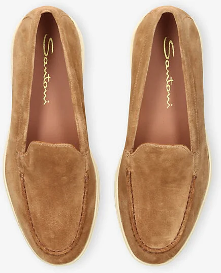 Womens Mid Brown Almond-Toe Suede Loafers Eur 39 / 6 Uk Women - Image 2