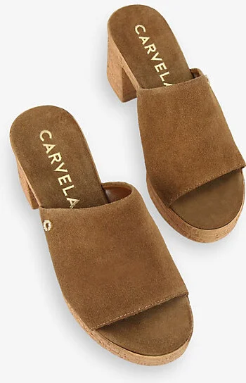 Womens Mid Brown Genova Block-Heel Suede Sandals Eur 39 / 6 Uk Women - Image 2