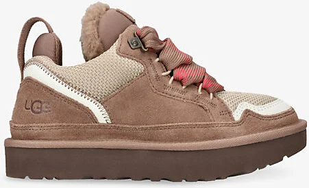 Womens Mid Brown Lowmel Suede and Mesh Low-Top Trainers Eur 38/5 Uk Women