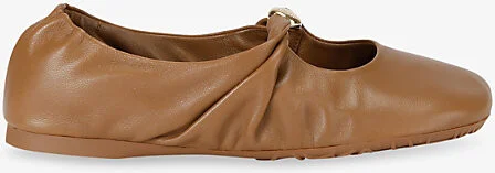 Womens Mid Brown Pebble Soft Ballerina Leather Flats Eur 38/5 Uk Women