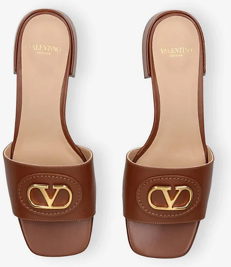 Womens Mid Brown Vlogo Signature 20 Leather Slides Eur 37 / 4 Uk Women - Image 2