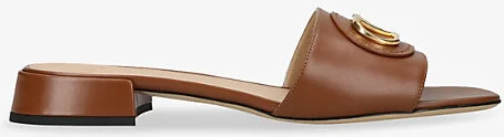 Womens Mid Brown Vlogo Signature 20 Leather Slides Eur 37 / 4 Uk Women