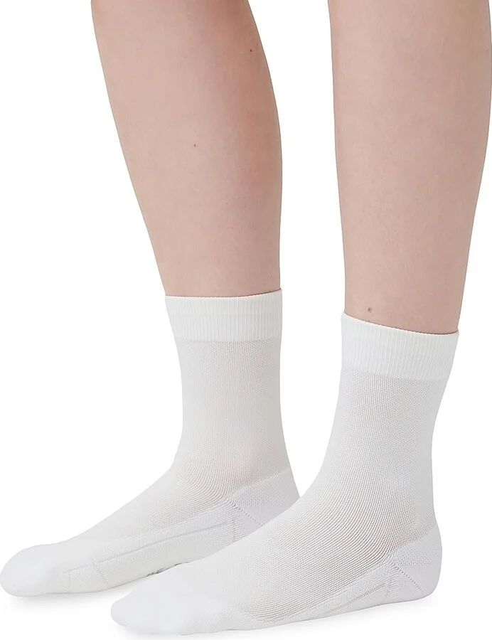 Women's Mid Cut Length Stockings Sneaker Cotton Pique - White - Size Small - Image 2