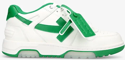 Womens Mid Green Ooo Logo-Embroidered Leather Low-Top Trainers Eur 39 / 6 Uk Women