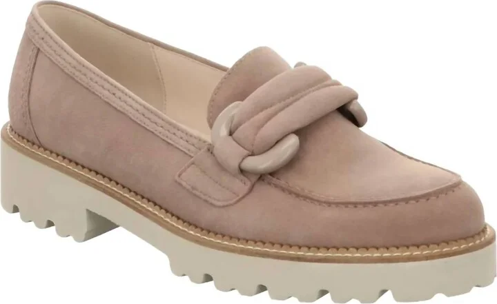 Women's Mid Platform Loafer In Taupe Suede