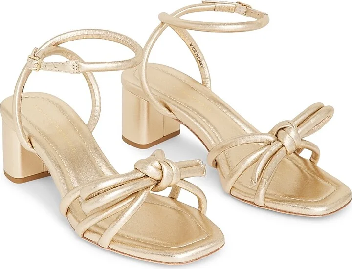 Women's Mikel Metallic Leather 50MM Mid Sandals - Champagne - Size 5 - Image 2