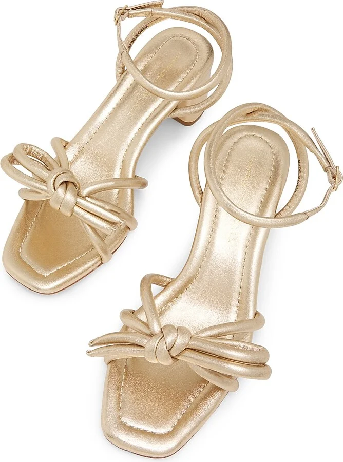 Women's Mikel Metallic Leather 50MM Mid Sandals - Champagne - Size 5 - Image 4