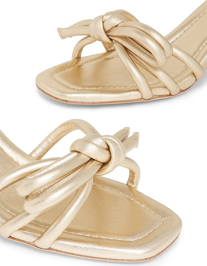 Women's Mikel Metallic Leather 50MM Mid Sandals - Champagne - Size 5 - Image 5