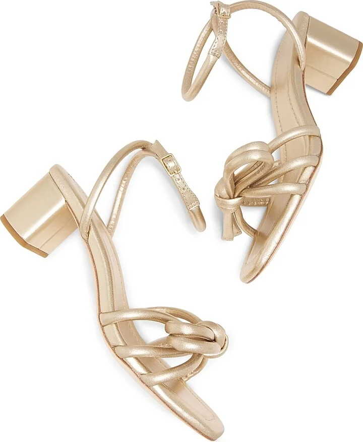 Women's Mikel Metallic Leather 50MM Mid Sandals - Champagne - Size 5 - Image 6