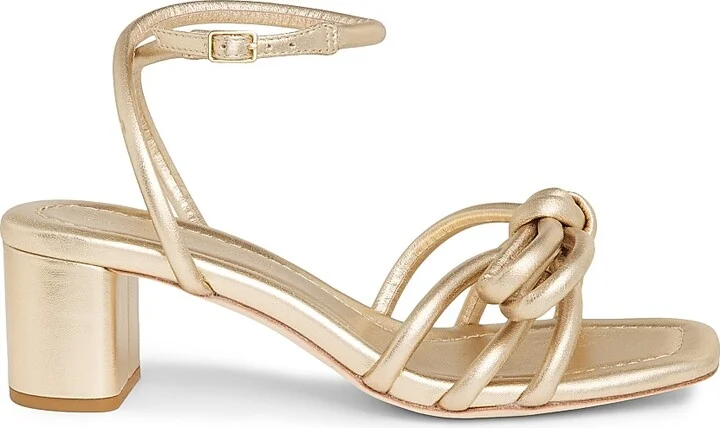 Women's Mikel Metallic Leather 50MM Mid Sandals - Champagne - Size 5